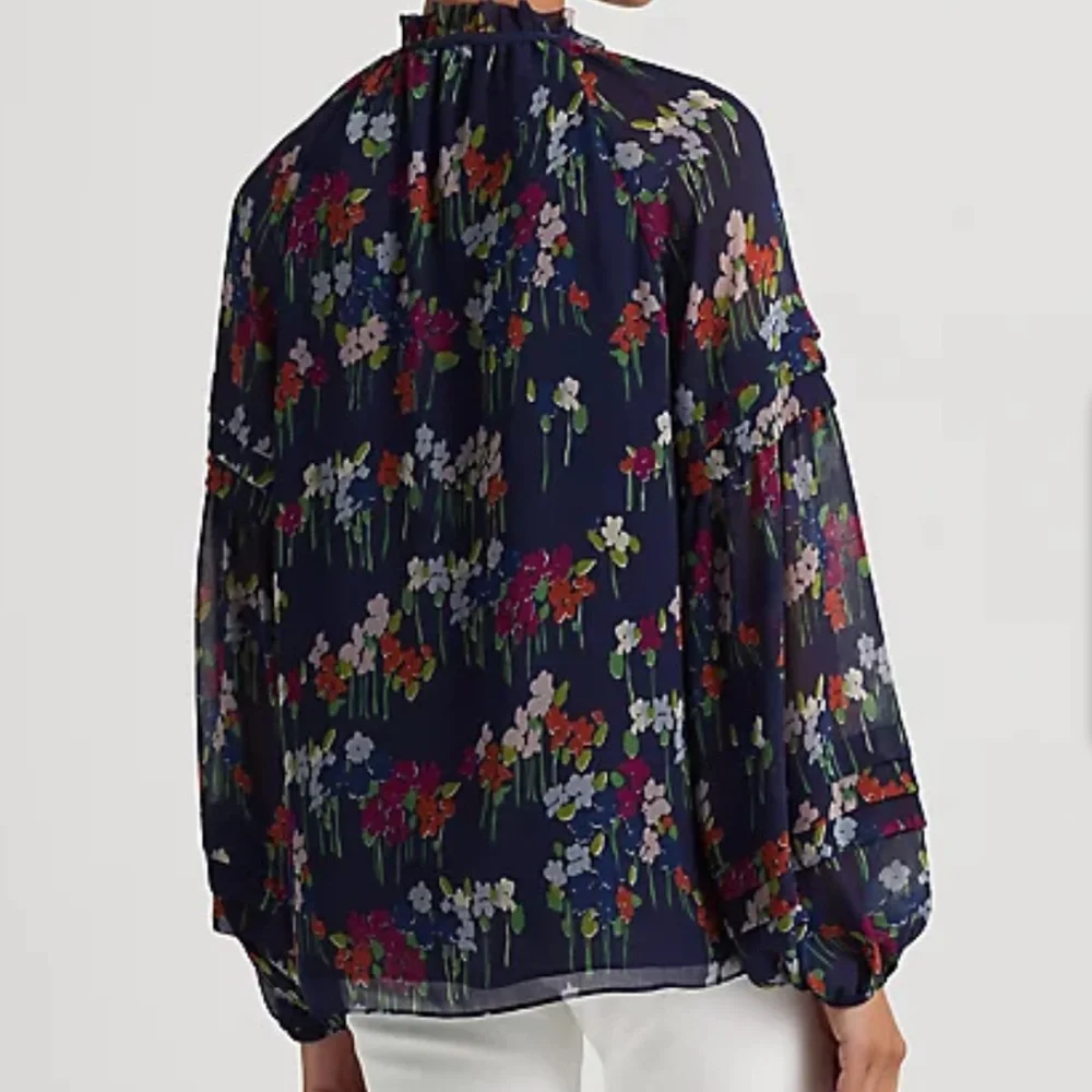 Lauren Ralph Lauren Floral Crinkle Georgette Blouse - Picture 4 of 14